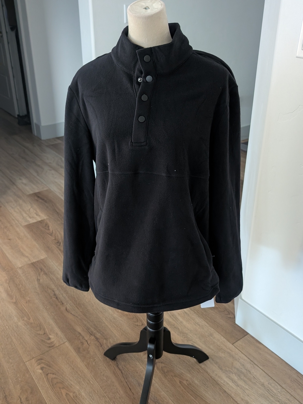 Baleaf Black Snap-Button Fleece Pullover Hoodie